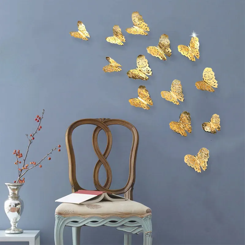 Wall Stickers: Fashion 3D Hollow Butterfly Creative Sticker For Diy ...