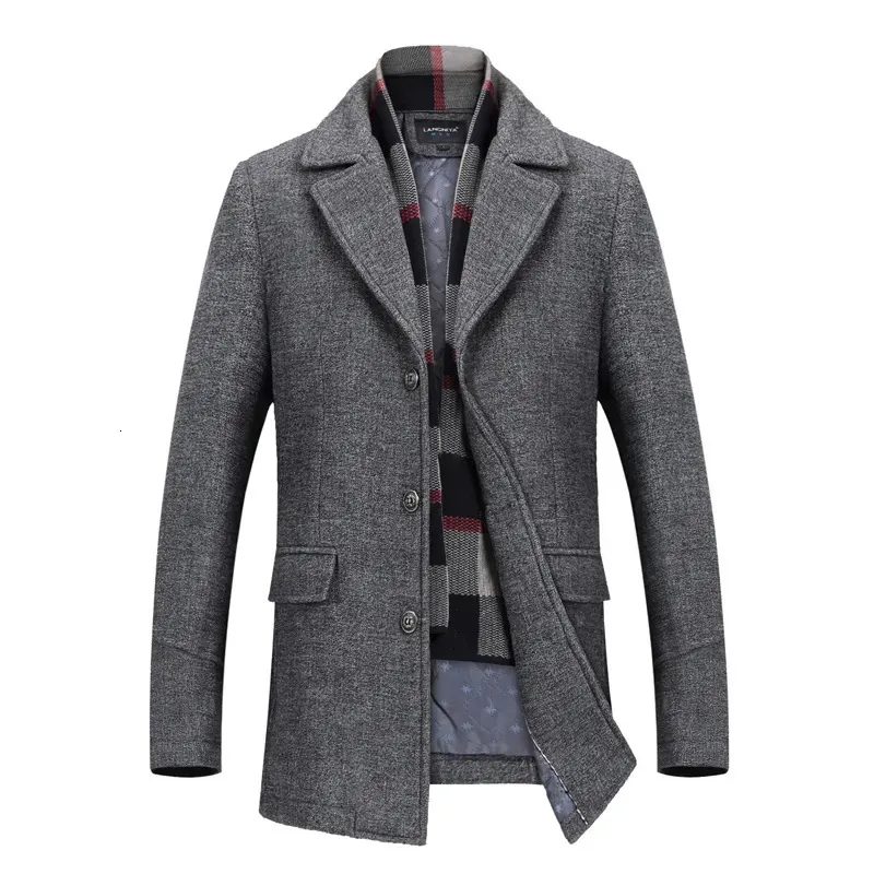 Misto lana da uomo Cappotto di lana casual elegante da uomo Colletto rovesciato Giacca Capispalla Addensare caldo Uomo Trench Business Cappotti Uomo 231020