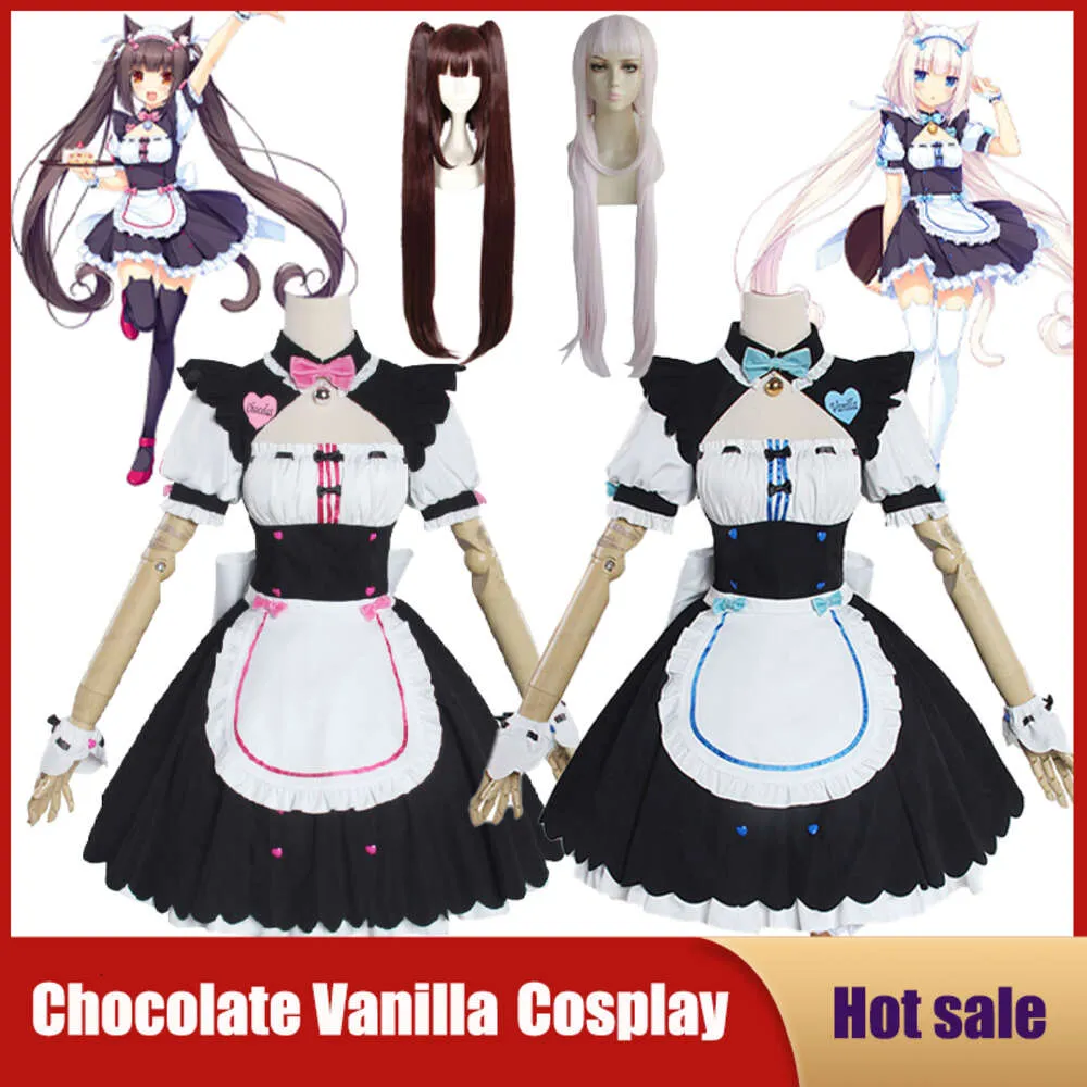 Cosplay Anime NEKOPARA Chocolate Vanilla Cosplay Costume Cute Cat Neko Lolita Maid Dress Wig Outfits Girl Women Halloween Carnival Skirt