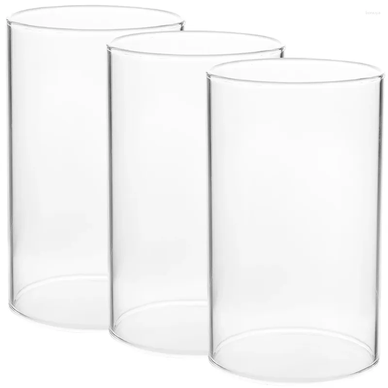 Candle Holders 3 Pcs Windproof Lampshade Shades Bulk Transparent Home Supplies Glass Open Ended Covers Major Clear Household