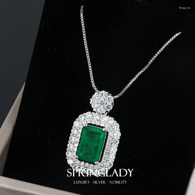 Ожерелья с подвесками SpringLady, винтажное прямоугольное изумрудное ожерелье, женское ювелирное украшение, подарок на годовщину свадьбы