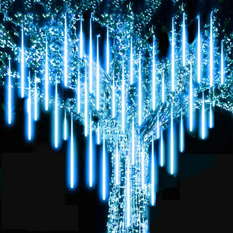 Christmas Decorations 50cm 30cm 8 Tubes Waterproof Meteor Shower Rain LED String Lights Outdoor Garden Decoration for Home Tree EUUS Plug 231019