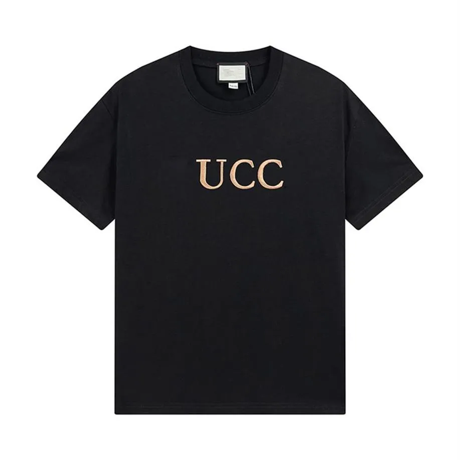 Дизайнерские мужские футболки, черные, белые, бежевые, классические, с вышивкой алфавита, брендовые, 100% хлопок, против морщин, дышащие, модные, c292w