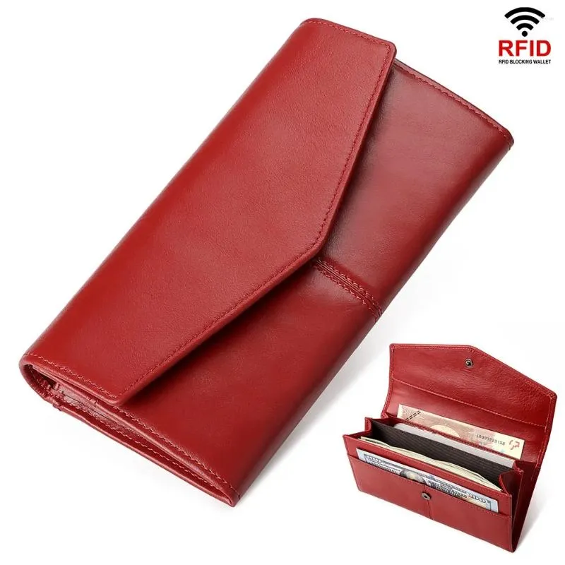 Portefeuilles en cuir véritable mode Long portefeuille pour femmes dames cartes avec coque de téléphone femme sac à main pochette pratique luxe concepteur