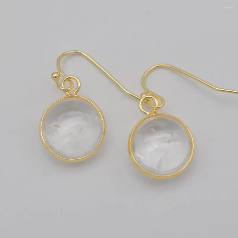 Boucles d'oreilles pendantes en pierre de cristal clair naturel, bijoux en pierres précieuses T168