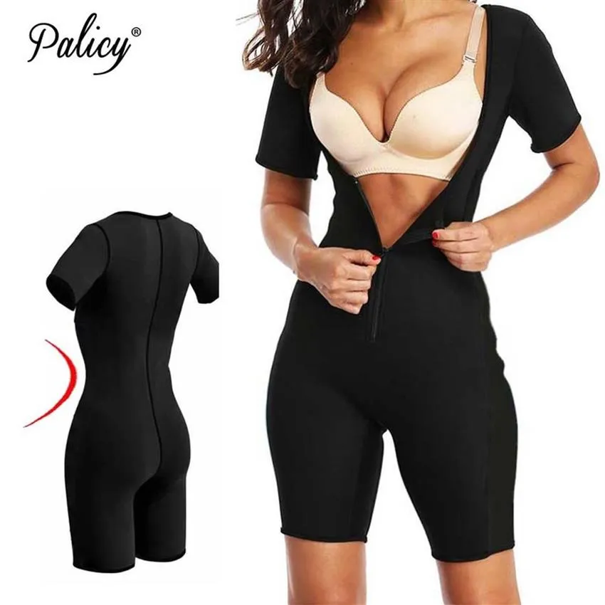 Waist Trainer Body Shaper Womens Slimming Sauna Suit Neoprene Underbust Bodysuit Fajas Leg Shapewear with Zipper Plus Size Y20242k