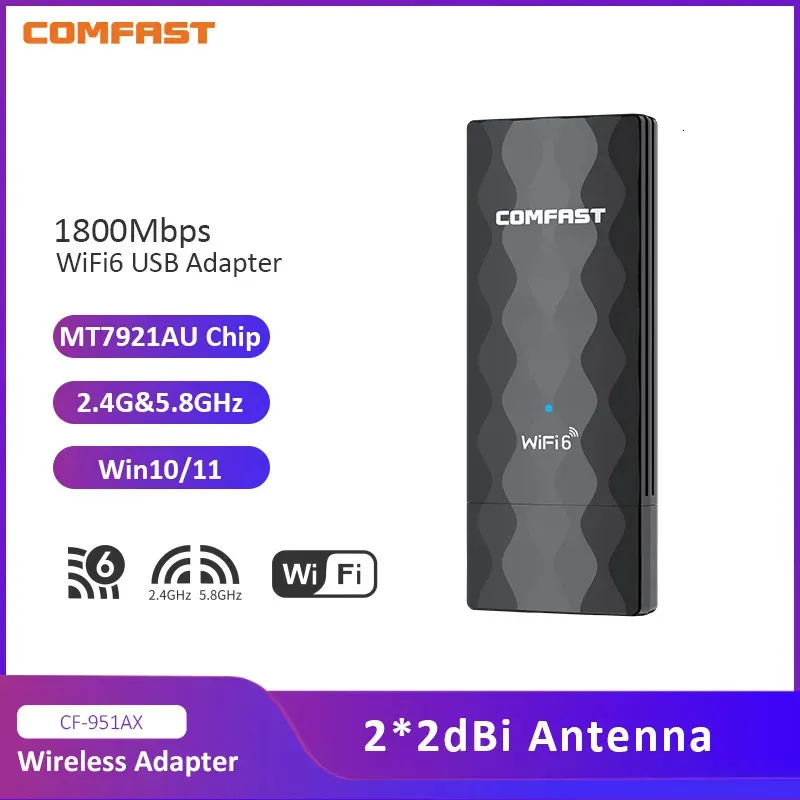 WI FI Finderers CF 951AX WiFi 6 USB -adapter 1800 Mbps Hoge snelheid USB3 0 Wireless Network Card Ondersteuning vanDMA WPA3 voor Desktop Laptop Win10 11 231019