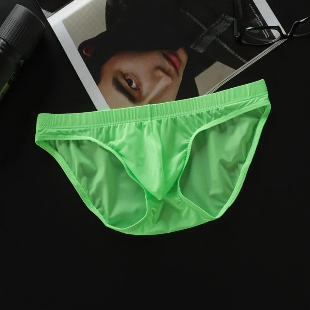 4PCS Men Transparent Underwear Briefs Ice Silk Ultra Thin Panties