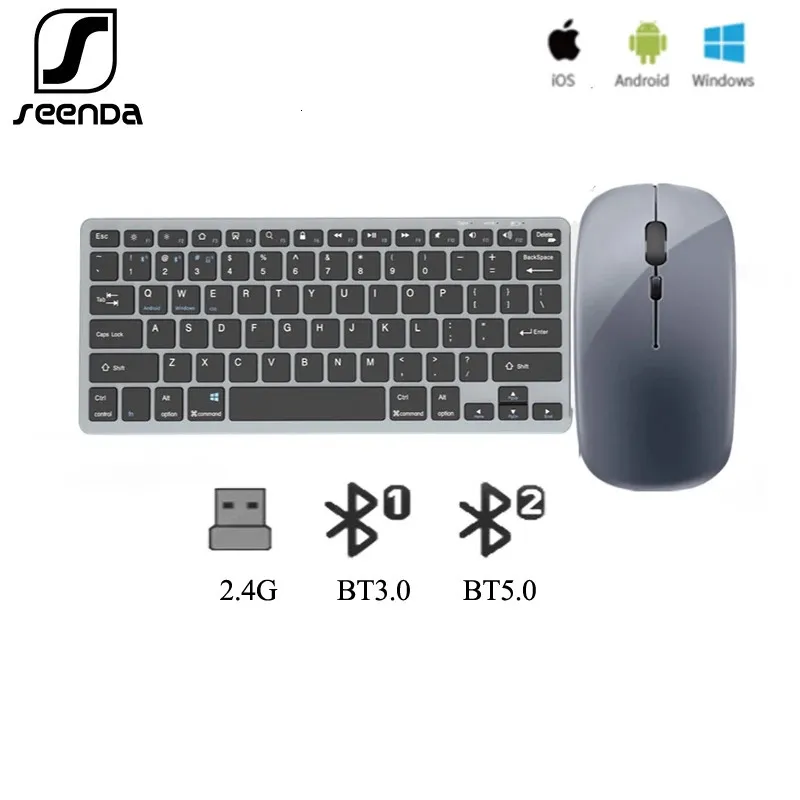 Keyboard Mouse Combos SeenDa Bluetooth 5 0 2 4G Wireless and Combo Mini Multimedia Ergonomic for Desktop PC Laptop 231019