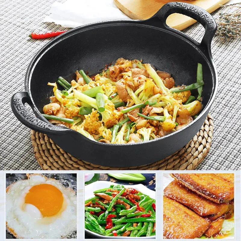 Soup Stock Pots Cast Iron Pot Uncoated And Non Stick wok Casserole kitchen cooking pot cast iron skillet Cookware pan fry 231019