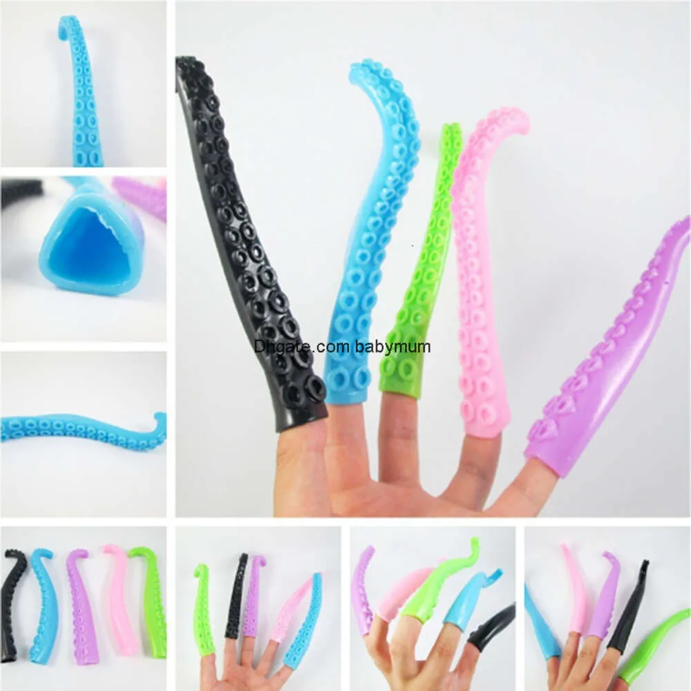 Nouveau roman en plastique doigt marionnette histoire Mini poulpe tentacules jouet Silicone petit doigt jouets pour enfants enfants