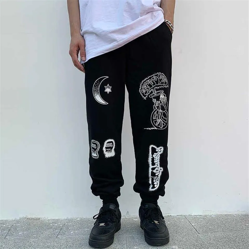 Men's Pants Pants Brain Dead Gustavo Sweatpants Men Women Hip Hop Cotton Season 6 Hair Coil Pants Graffiti Print Trousers T22279M