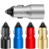 Alloy Metal Car Charger 5V Dual USB Ports Car Charger Auto Power Adapter för Samsung Huawei Android Phone GPS PC ZZ