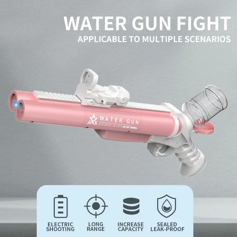 New Electric Water Gun Double-barrel toy Gun Summer Fun Pool Toy High Speed Shooting Water For Kids Children Outdoor Games