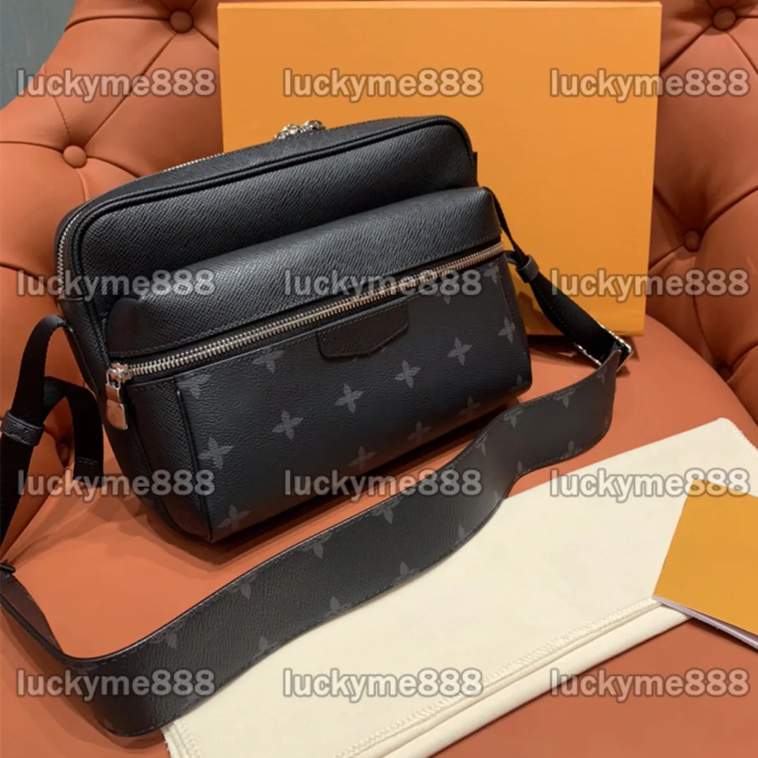 10Aミラー品質デザイナー29.5cm屋外メッセンジャーバッグLuxurysブラックコーティングキャンバスハンドバッグ