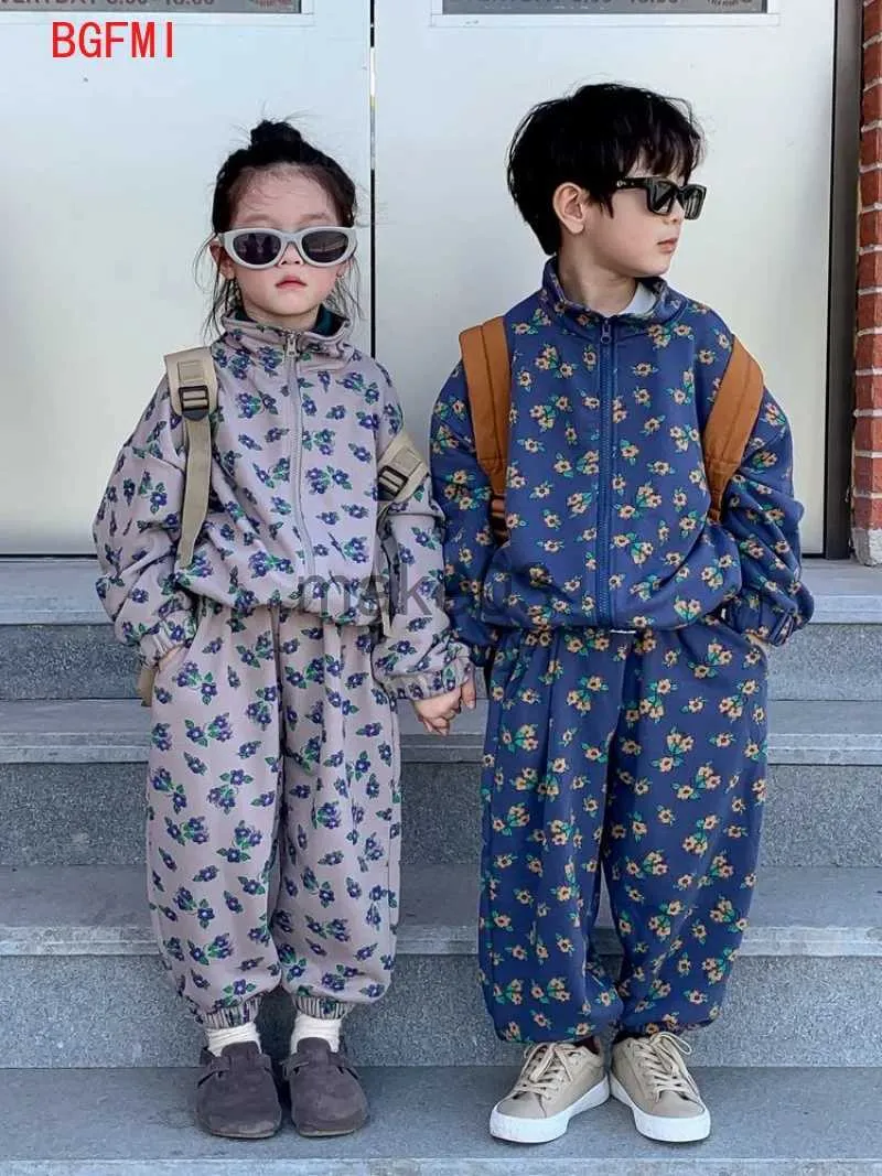 Korean Printed Kids Clothes Sale Set For Autumn And Spring Stand Up Collar Sweatshirt And Pants Two Piece Suit For Boys And Girls J231020 From Make03 14.48 DHgate.Com