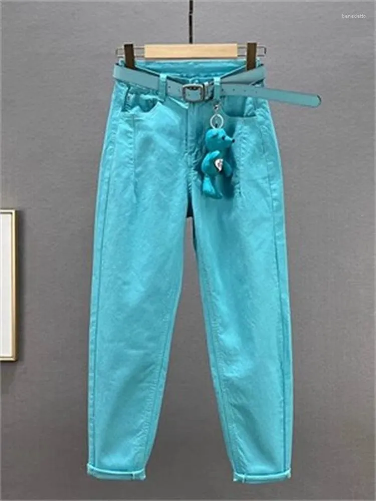 Jeans da donna Stazione europea Pantaloni denim Donna Primavera Autunno 2023 Vita alta Slim Versatile Cotone sciolto Elastico Papà Harlan Femminile