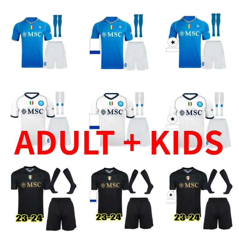 23 24 24 Napoli Soccer Jerseys Maglia Neapol 23 24 Zieliński Anguissa Olivera Kvaratskhelia Men Zestawy dla dzieci Koszulka piłkarska Osimhen Lozano di Lorenzo SSC Zestawy dla dorosłych