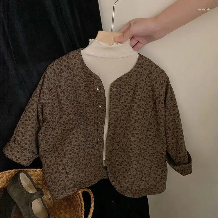 Giacche Cappotti Colletto tondo Abbigliamento per bambini Ragazzi Cappotto per ragazze retrò Autunno Cardigan coreano Bordo Top a maniche lunghe Casual