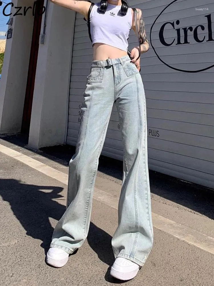 Frauen Jeans Frauen Hellblau Chic Hohe Taille Vintage Flare Mode Koreanischen Stil Weibliche Süße Alle-spiel Ins Casual Streetwear