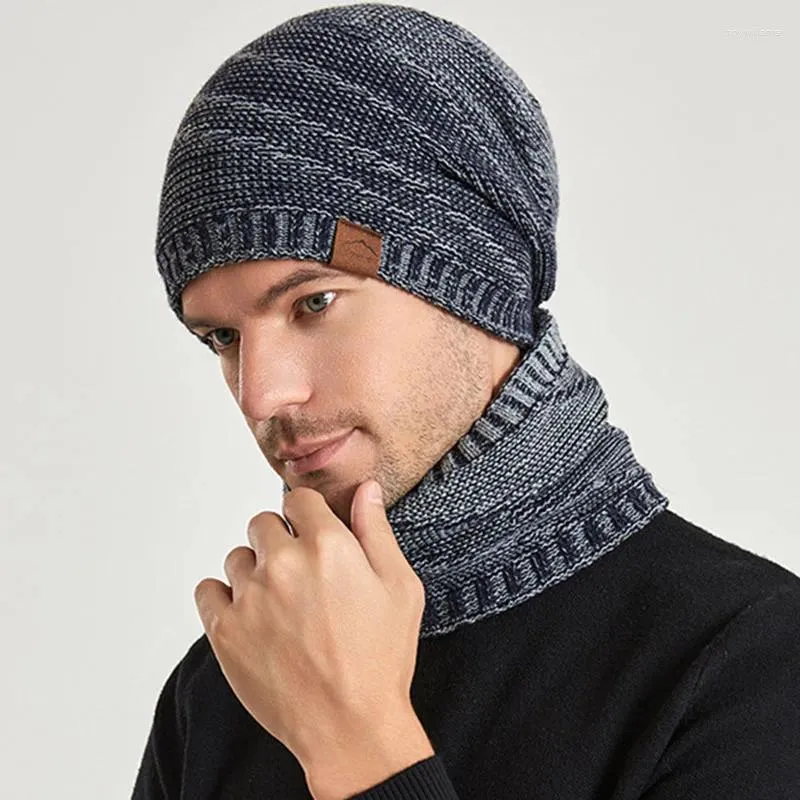 Baretten Warme Winter Hoeden Sjaal Set Voor Vrouwen Mannen Pluche Gebreide Muts Thermische Fleece Skullies Mutsen Mannelijke Dikke Winddichte Sneeuw Ski Caps