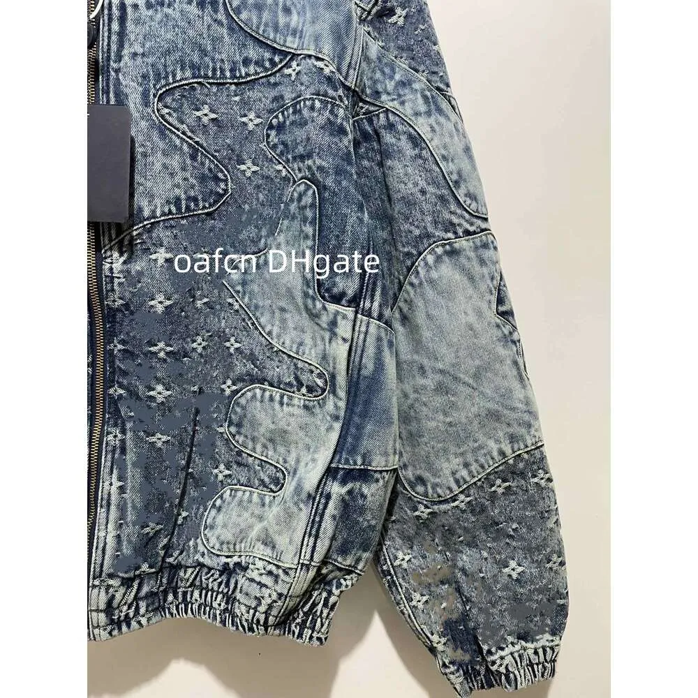 23FW Chaqueta de disenador italiano para hombre chaqueta de mezclilla con capucha y retazos de marca bolsillo de moda callejera conjunto de