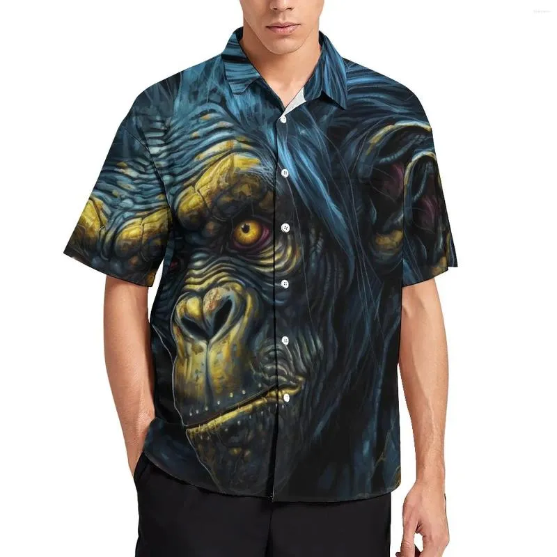 Erkekler rahat gömlekler maymun gevşek gömlek erkek plaj zombi portreleri yaz grafik kısa kollu modaya uygun büyük boy bluz