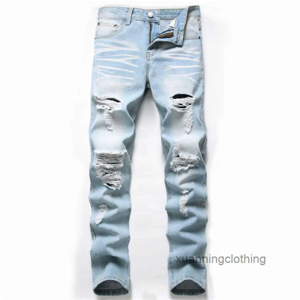 Autumn New Fashion Retro Hole Jeans Men Pants Cotton Denim Trouser Male Plus Size High Quality Dropshipping N46W