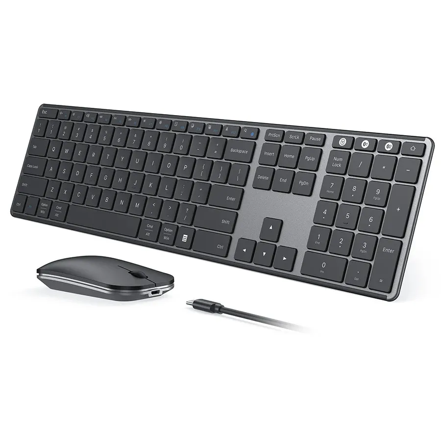 Clavier et souris combinés sans fil Bluetooth et Combo multi-appareils rechargeables minces pour Win 8 10 Pro Air iPad 231019