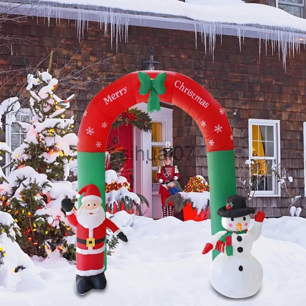 Juldekorationer Julbåge Uppblåsbar Santa Snowman Uppblåsbar valv Nyår Juldekoration för Home Garden Outdoor Arch X1020