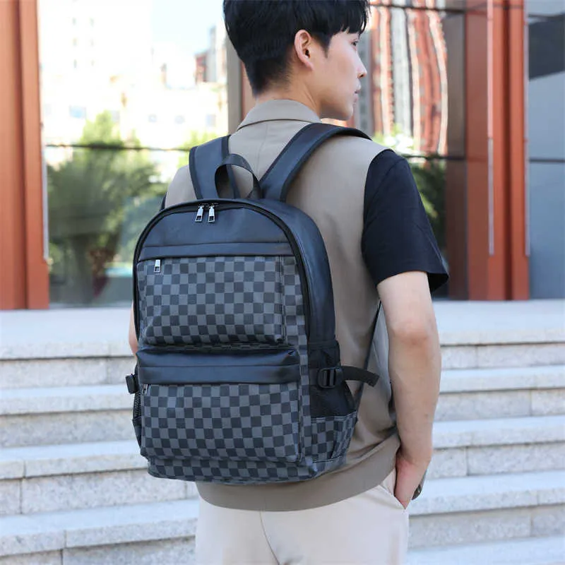 2023 New Men's Business Backpack PUバックパックマルチ機能大規模カジュアルな多目的学生バックパック231020