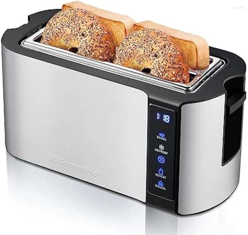 Brotbackautomaten Elite Gourmet ECT5322 Langschlitz-4-Scheiben-Toaster, Countdown-Timer, Bagel-Funktion, 6 Toaststufen, Auftauen, Abbrechen