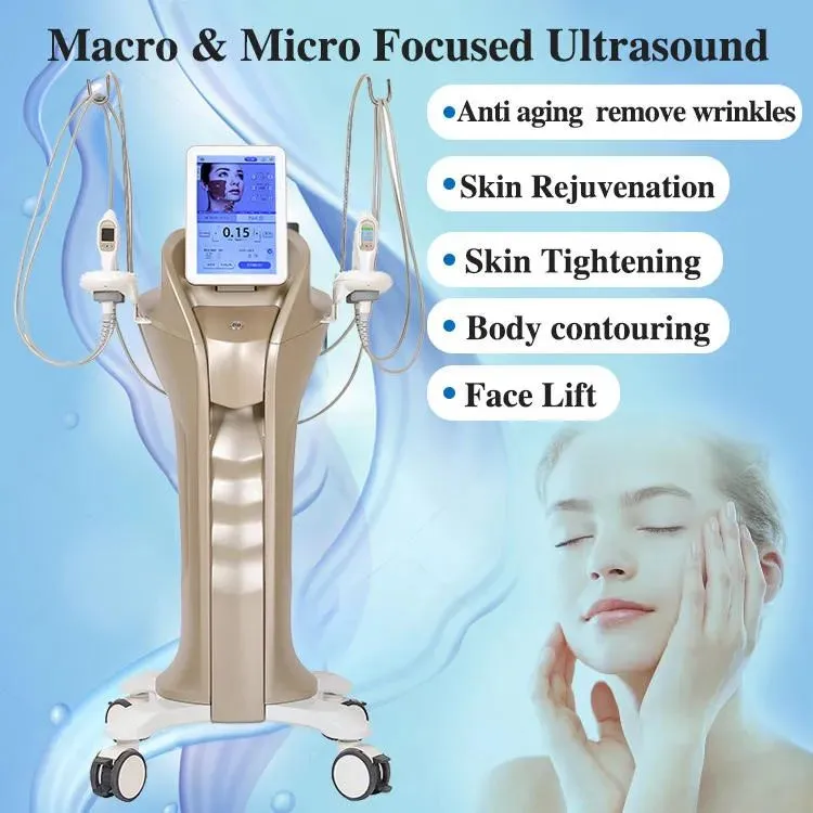 Máquina HI-FU profesional sin dolor Levantamiento facial Anti envejecimiento Estiramiento de la piel Eliminación de arrugas Cuidado de la piel Masajeador facial Máquina Rf Máquina MFU