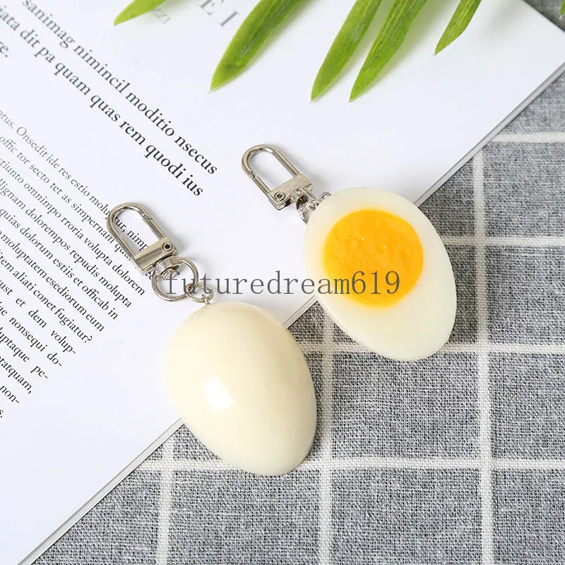 Rolig simulering ägg nyckelring för kvinnor män gåva kreativ matmodell hänge bil nyckeling flickor väska charms smycken