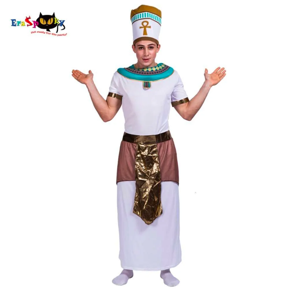 cosplay Oude Koning van Egypte Farao Gewaad Cosplay Mannen Halloween Kostuum Kerstmis Carnaval Party Kleding Volwassen Mannelijke Fancy Dress Hatcosplay