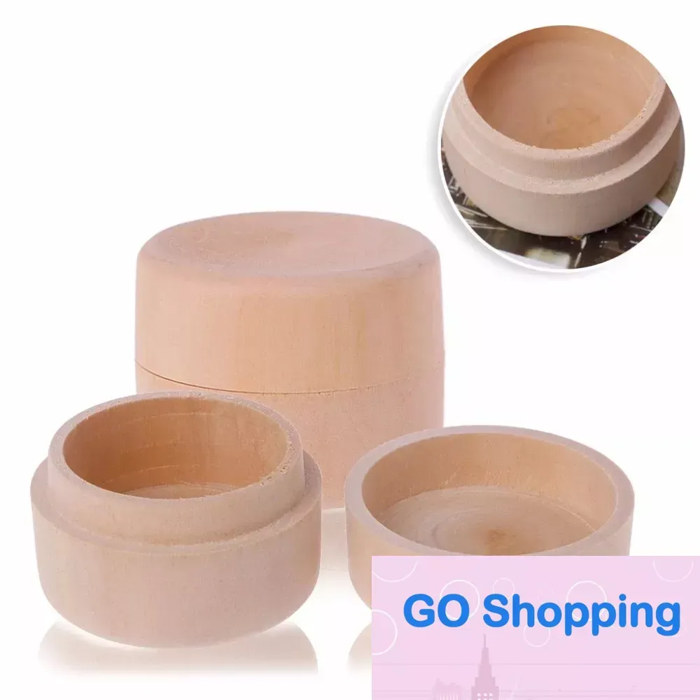 All-Match 1PC Portable Vintage Round Natural Wood Smycken Lagring Box Ringörhängen Container Lagring Fodral Ny ankomst