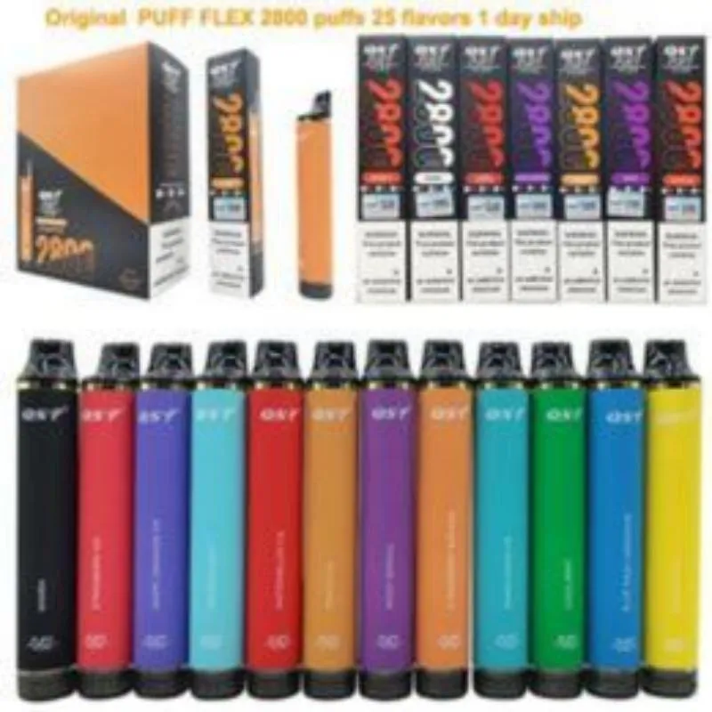 E Cigarettes Original QST Puff FLEX 2800 bouffées 50 mah 8 ml 0% 2% 5% dispositif prérempli vape jetable autorisé 28 couleurs
