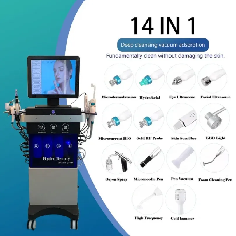 2024 NEW 14 IN 1 hydrofacial microdermabrasion water dermabrasion machine skin care device hydro diamond peel Hydra deep cleaning salon use