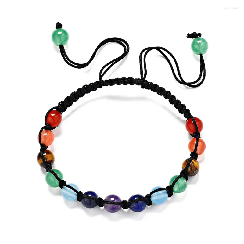 Charm Bracelets 13 Pc 6 Mm Crystal Beads Woven Yoga Bracelet For Women Man Lover Gift Adjustable Rock Agate 7 Color Power Stone Bangle