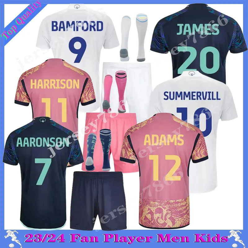 S-4XL 23 24 Bamford Piroe Futbol Formaları 2023 2024 Üçüncü Ampadu Adams Aaronson Gri Harrison Erkekler Çocuklar Evde Turuncu Futbol Gömlek