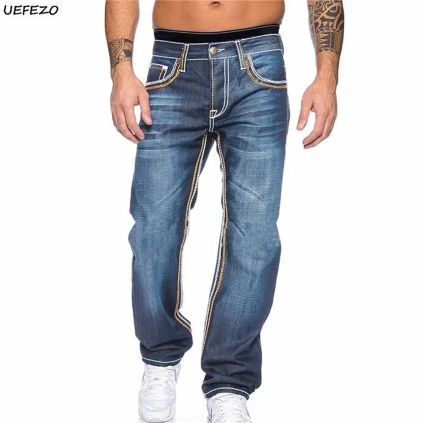 UEFEZO hommes jean 2020 automne Stretch ample droite Fitness hommes Denim pantalon hommes moto motard jean pantalon Long Cowboys266Z