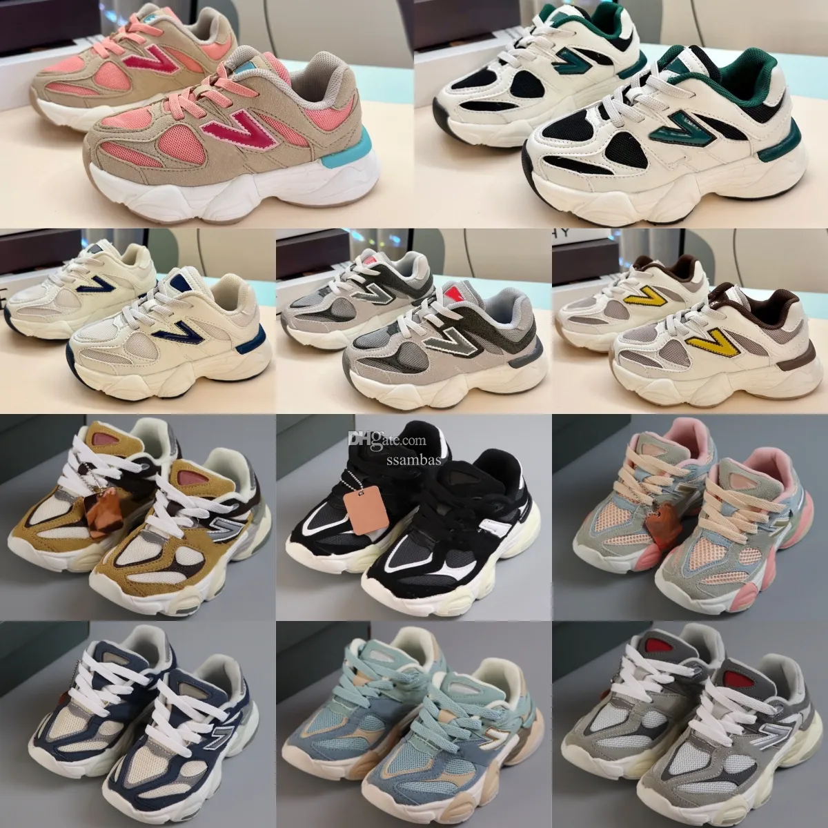 الأطفال أحذية رياضية مصممة 9060S Toddler NB Running Shoes Kid Youth Trainers Youth Black White Big Boy Girls Runner Shoe Pink Gray Dark Blue Red E6Qt#