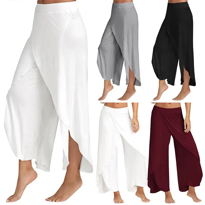 Damenhose, Caprihose, Damenhose mit weitem Bein, lockere Fitness, Yoga, geteilte Hose, Mandala-Hose mit offenem Bein, Komfort, Zigeuner, Hippie, Aladdin-Haremshose, 231020