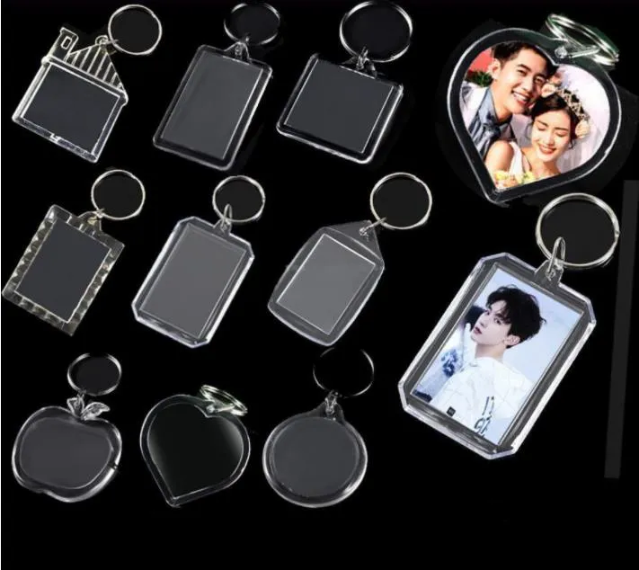 Party Favor DIY Acrylic Blank Photo Keychains T-shirt Shape Key Chains Insert Photo Key Rings 15 Styles SN882