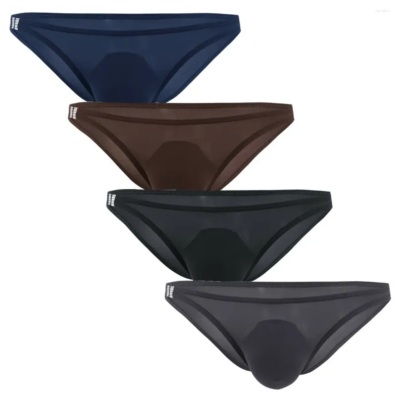 Underpants 4/10PCS Selling Sexy Mens Underwear Bulge Pouch Ice Silk Breathable Briefs Bikini Seamless Homme Panties Low Rise