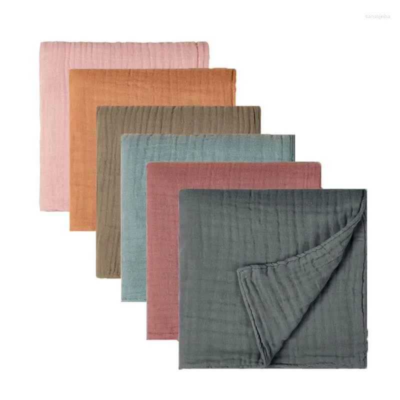 Couvertures bébé Swaddle Couverture mousline Musline Swaddding Wrap recevant des chiffons de rot de burp solide pour les Borns