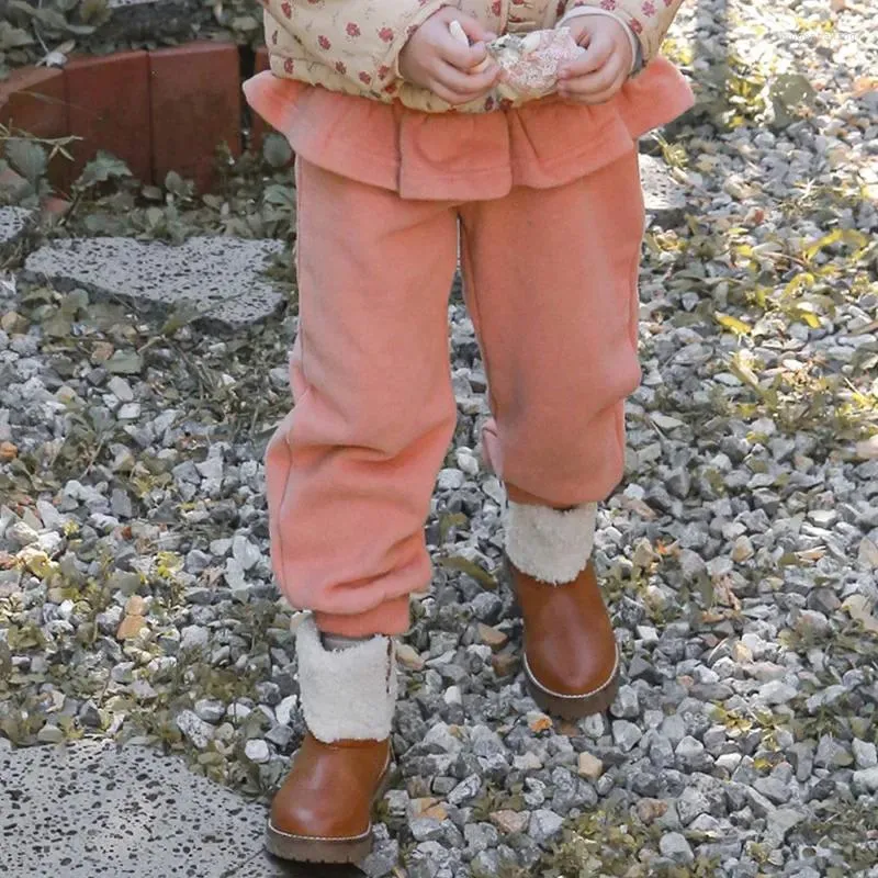 Broek Casual Herfst Winter Baby Meisjes Broek Oranje Grijs Grote Schommel Joggingbroek Dikke Plus Legging Kinderen Outwears