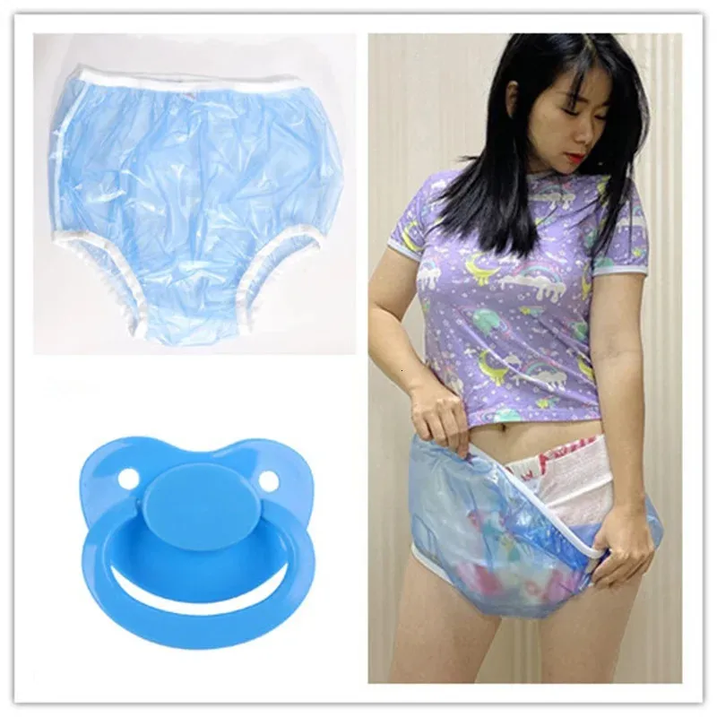 Blue PVC ABDL Reusable Diapers For Adults And Babies DDLG Adult
