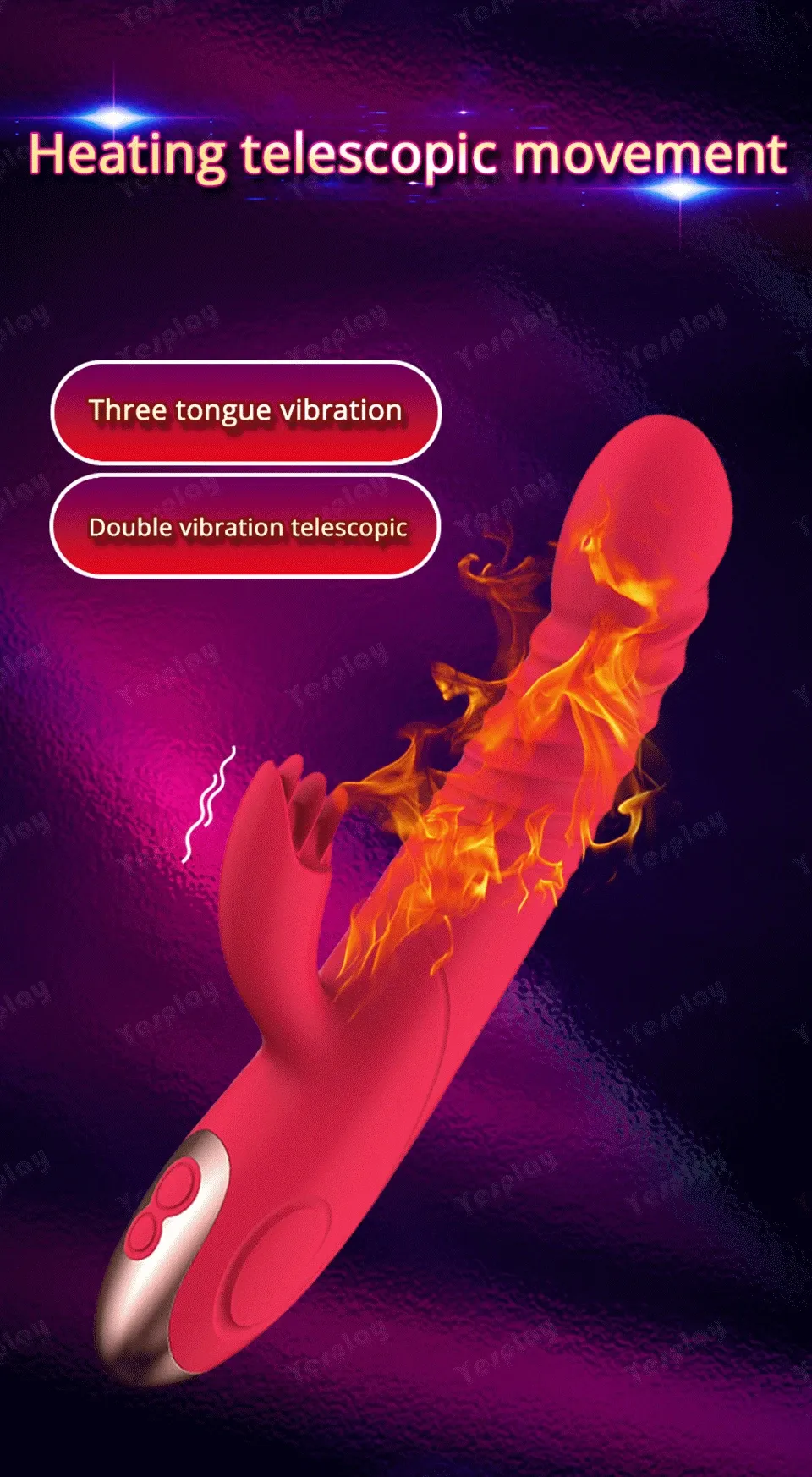 Rabbit Telescopic Vibration Built-in ball Rotation Heating G spot Dildo Vibrator Female Masturbation Sex Toys_voghion.com