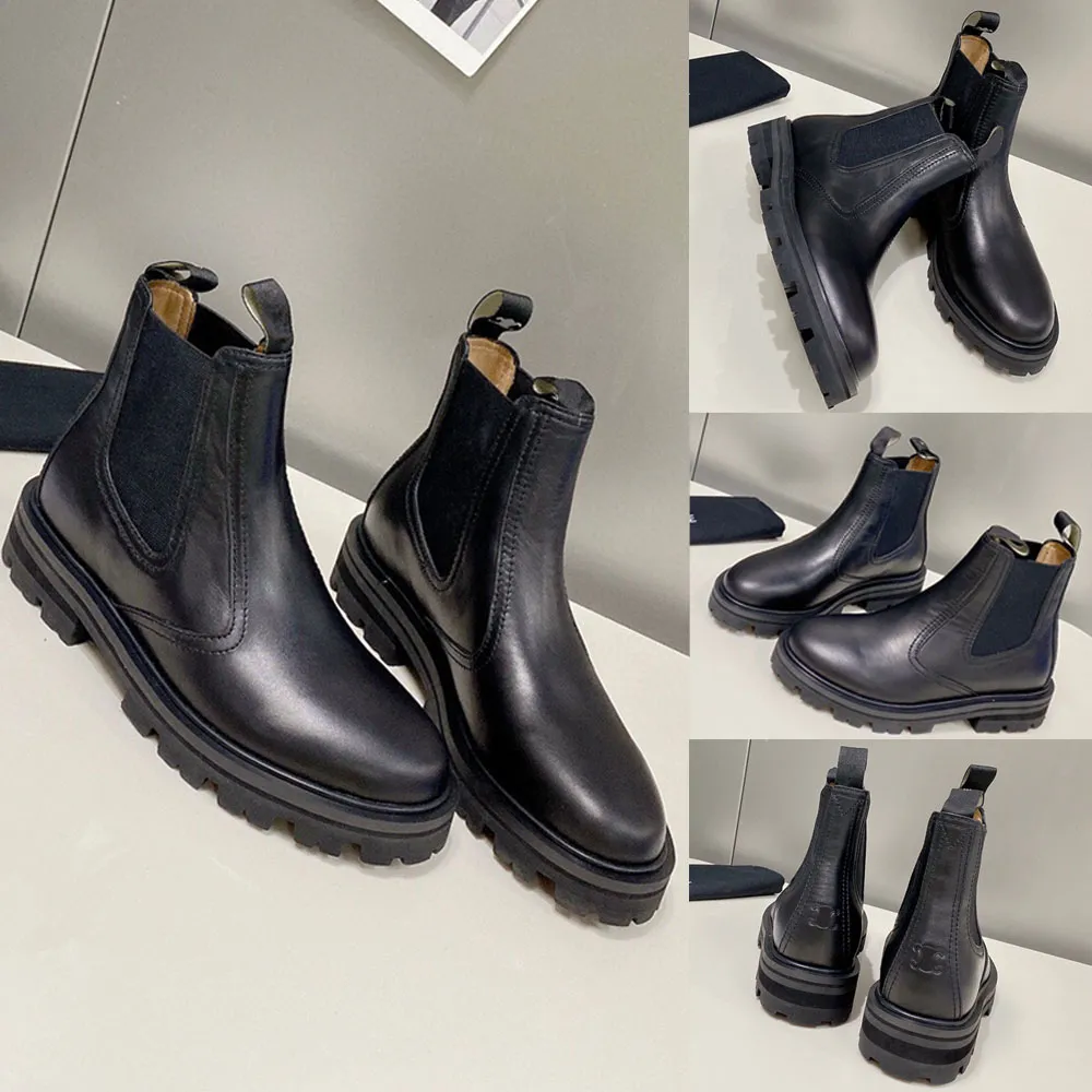 MARGARE CHELSEA BOOT IN CALFSKIN BLACK TRIOMPHE SIGNATURE calfskin lining 3434 womens boots designer boots flat boot martin boots Fashion Boots